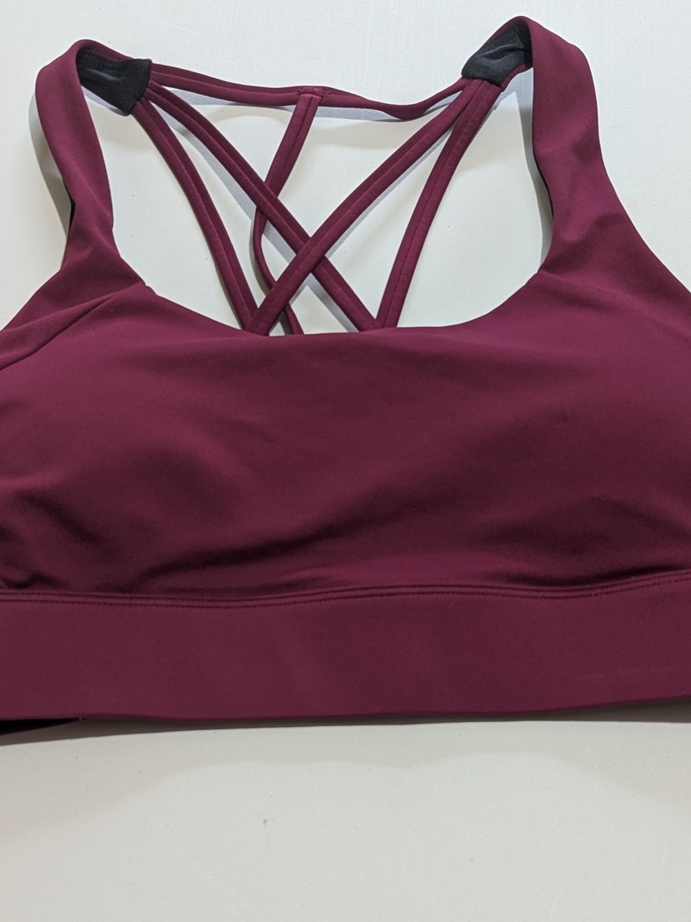 Zyia Active Burgundy Strappy Sports Bra Size L Padded Yoga Gym Athleisure - Picture 2 of 10